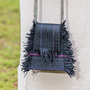 Handmade Black Color Women Purse Made From Unique Fringe Texture, Authentic BOHO Style Fringe Material, Personalized Shoulder Handbag image 1