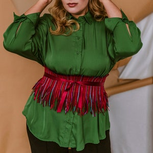 Plus-Size Customizable Corset Belt for Women, Handmade Fringe Waist Belt in Bold Colors, Obi Underbust Wrap Belt, Perfect for Curvy Women