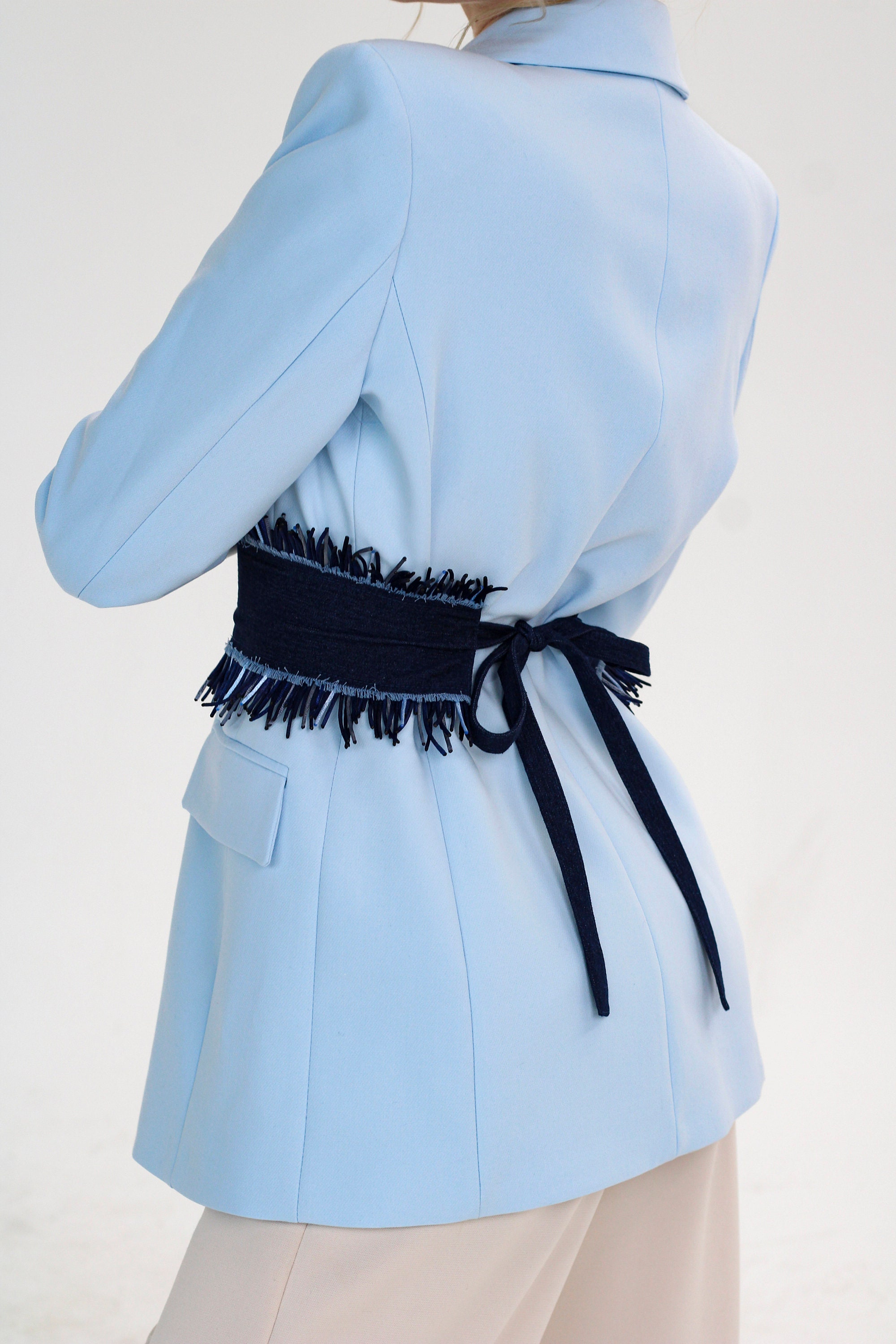 Reversible Corset Belt with Tassels (2) Double-sided Satin Corset Belt, Reversible Waist Cincher  main image 3