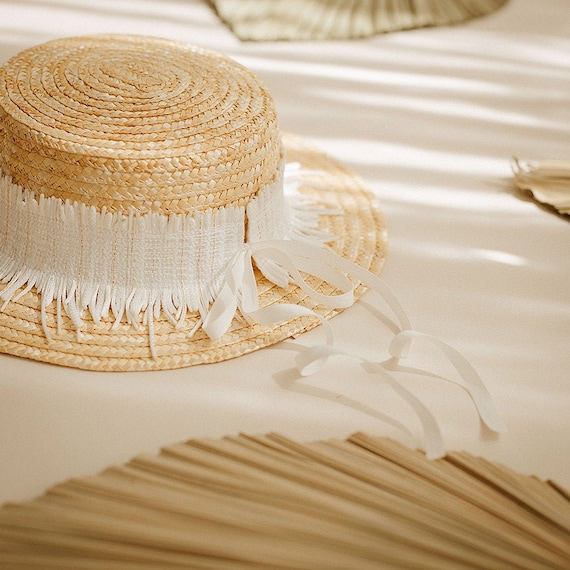 Biarritz Straw Hat, Summer Vacation Bohemian Boater Hat 