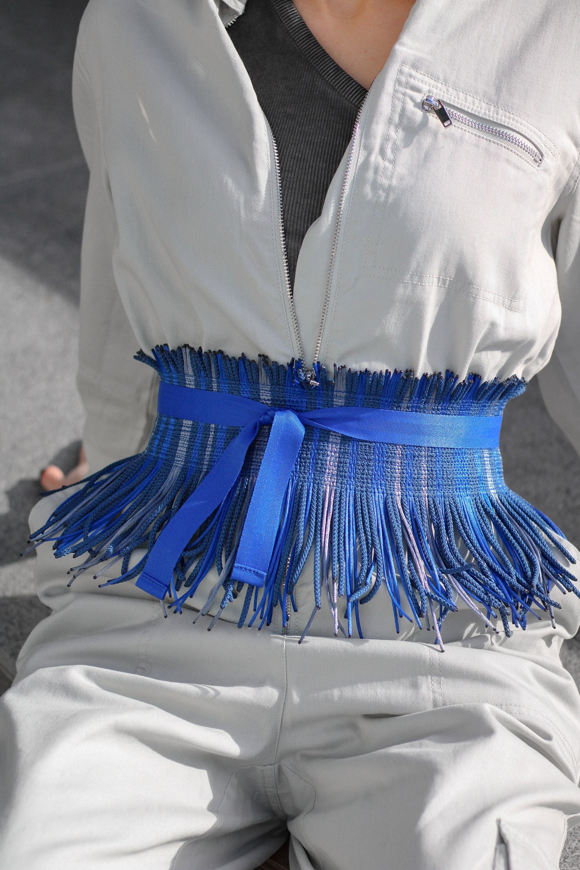 Plus Size Royal Blue & Silver Obi Wrap Corset Tie Vegan Leather Belt Womens Ladies Wide Waist Belt Floral Waistband Pattern Band  main image 3