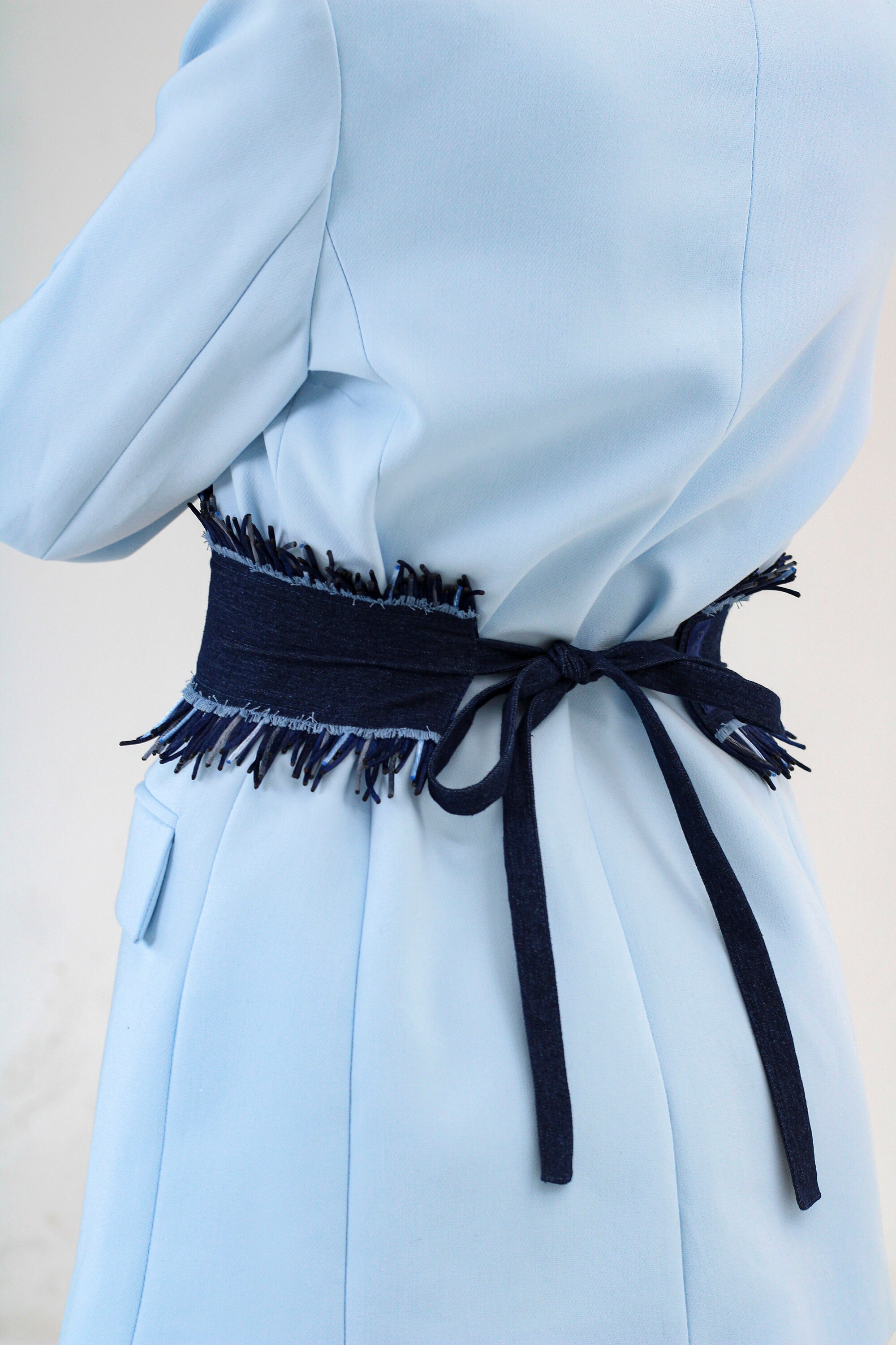 Reversible Corset Belt with Tassels (2) Double-sided Satin Corset Belt, Reversible Waist Cincher  main image 2