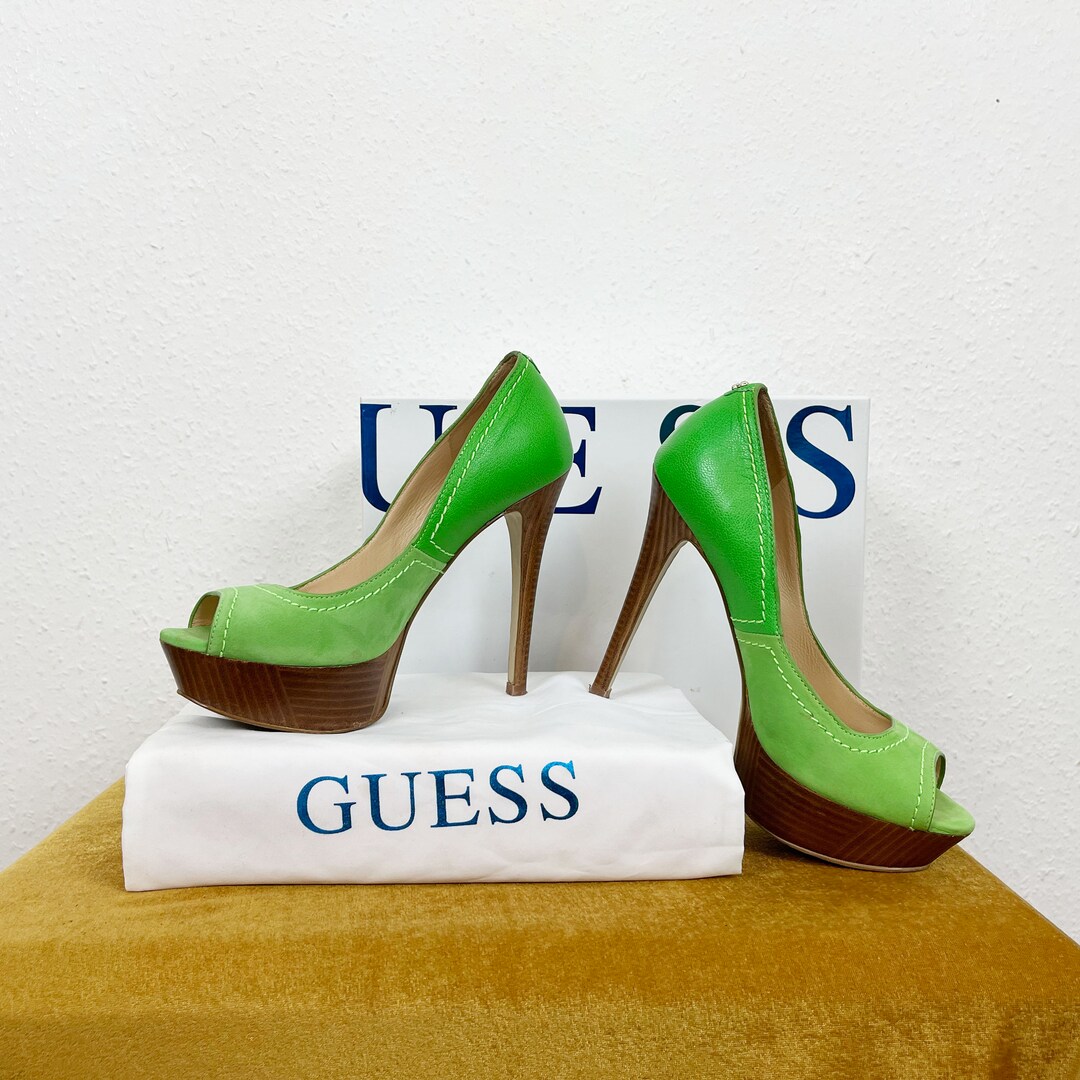 Heels Scarpe Guess 37 Vintage Y2K Guess Green Suede Leather High