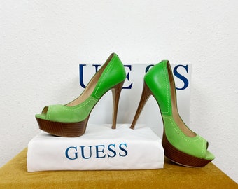 Scarpe con tacco a spillo Guess vintage Y2K in pelle scamosciata verde - UK 2 / EU 35