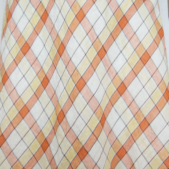 Vintage 90s Orange White Yellow Check Midi A Line… - image 5