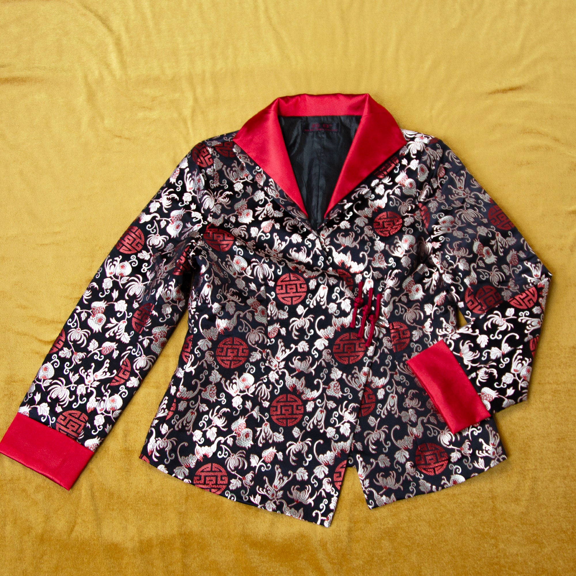 High neck asymmetric hem bowknot quilted plain long sleeve coats sale