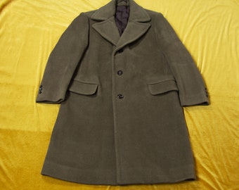 Vintage 90s Khaki Wool Maxi Man Overcoat Single Breasted Size M