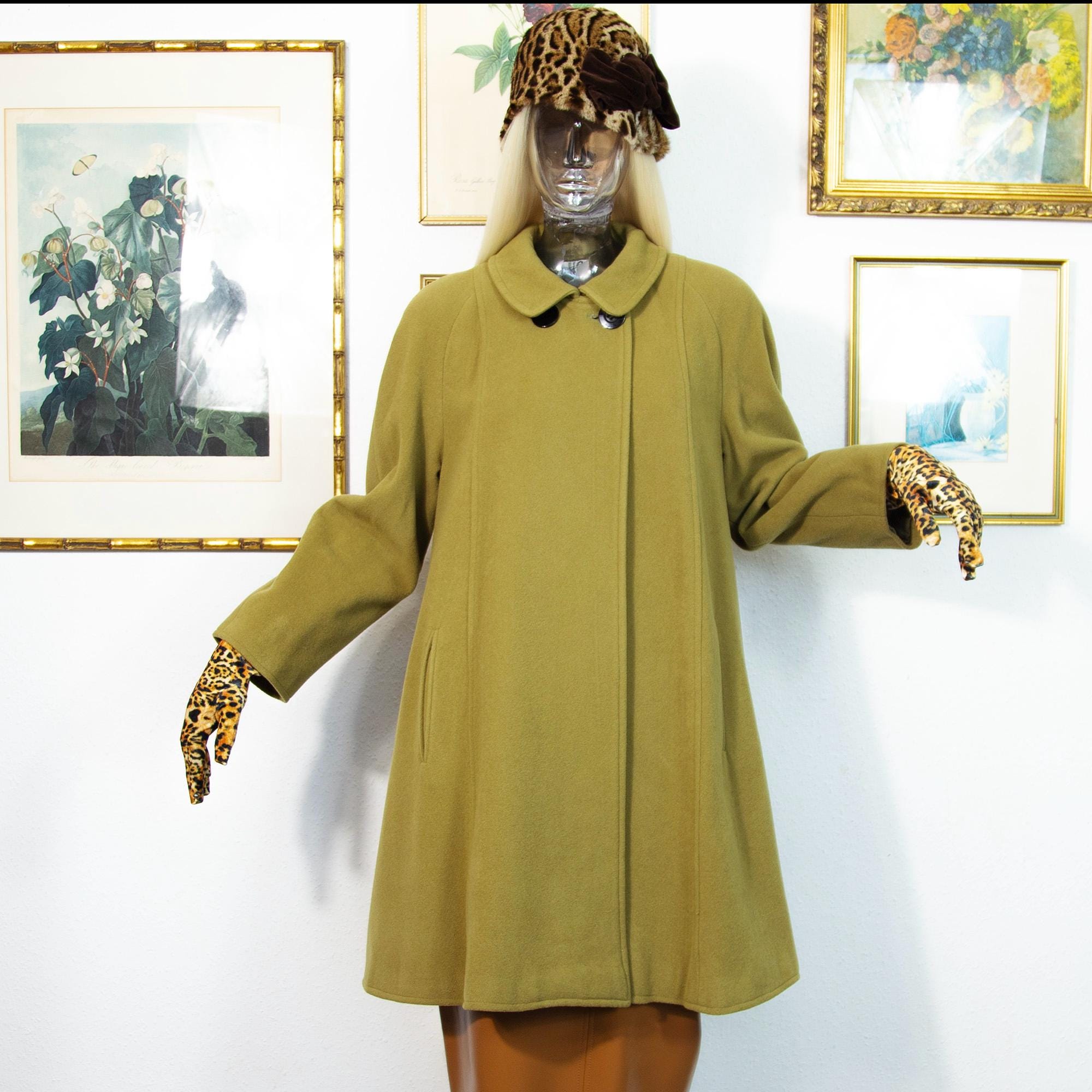 80s Wool Swing Top フランス製 ヴィンテージ ウールハリントン Vintage 80s Italian Cashmere Wool Swing Coat | Olive Green