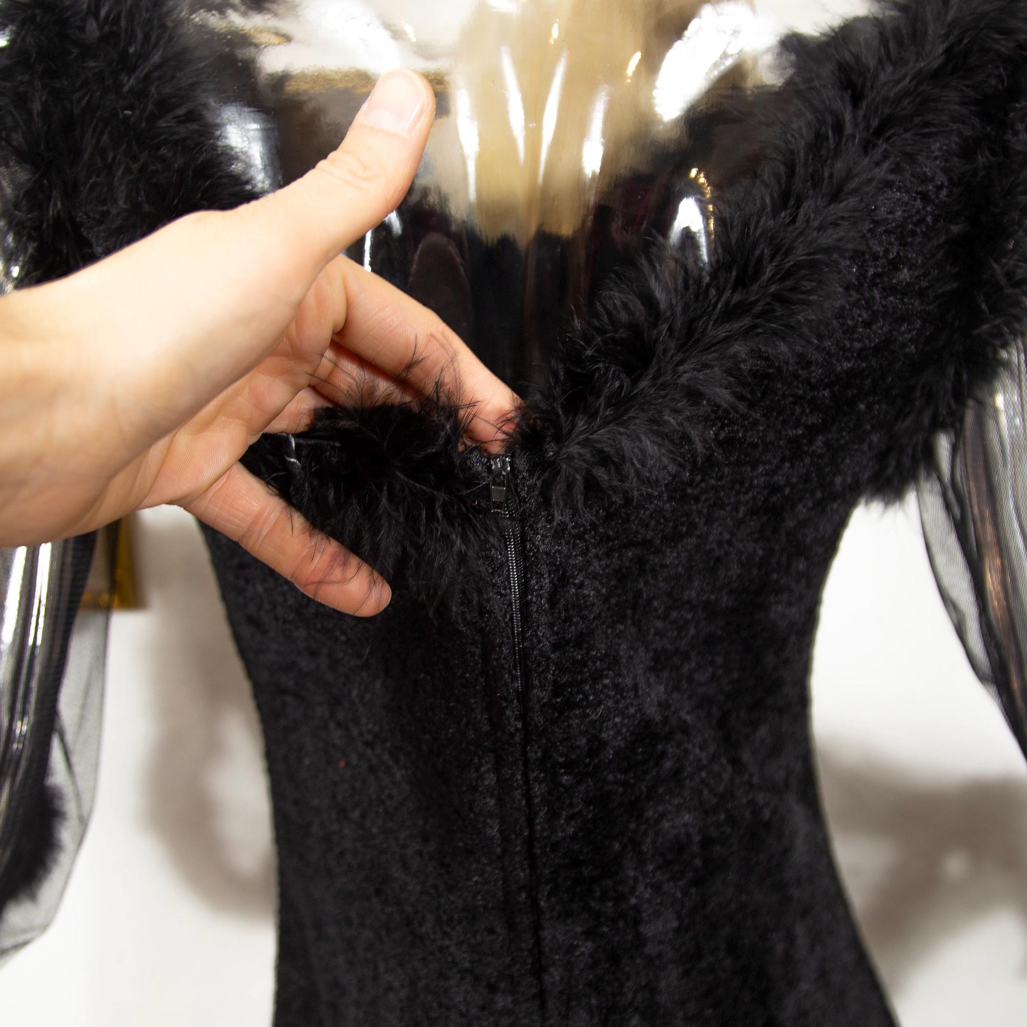 90s feather dress Vintage 90s Lurex Ostrich Feather Dress Noir – Call Me The Breeze main image 0