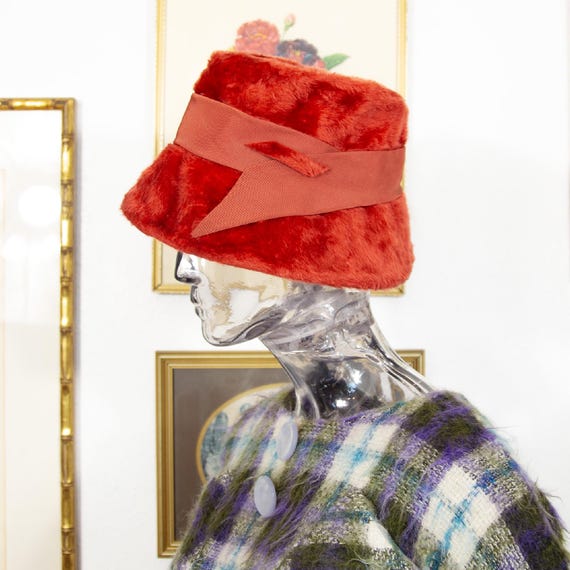 Vintage 50\'s Fur Bucket Hat B Altman Hat Vintage 1950s Faux Fur Bucket Hat Black One  main image 4