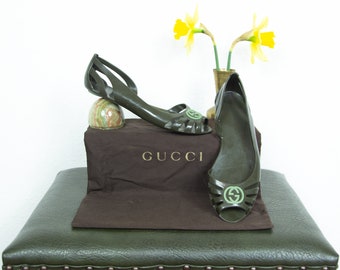 Gucci Green Ballerina Flats Ballerina With Front Logo Size UK 2 EU 35