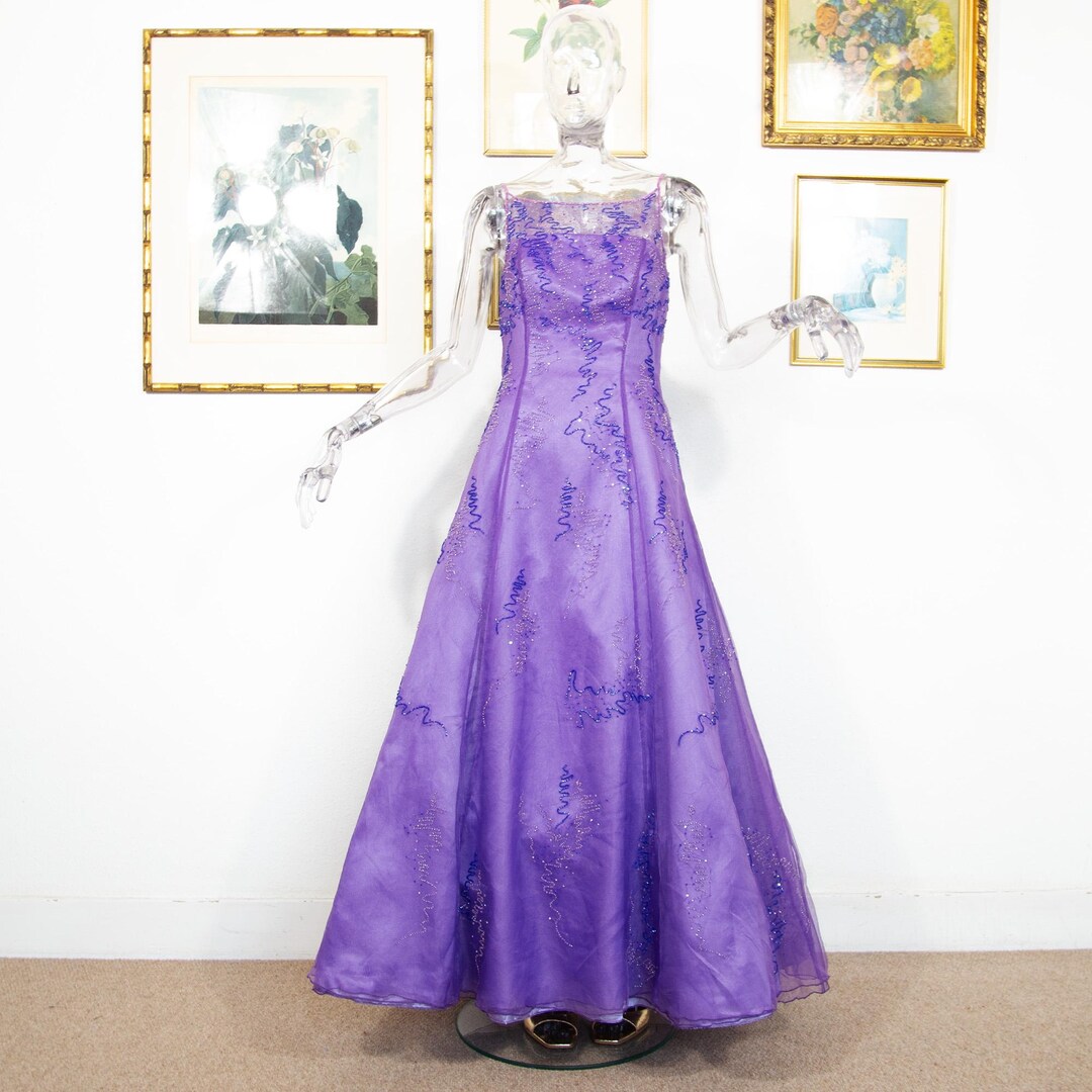Vintage 90s Purple Beaded Maxi Gown - UK 8 / Size S - Etsy