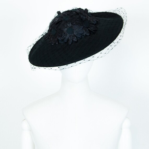 Vintage 80s Black Kangol Wide Brim Hat 