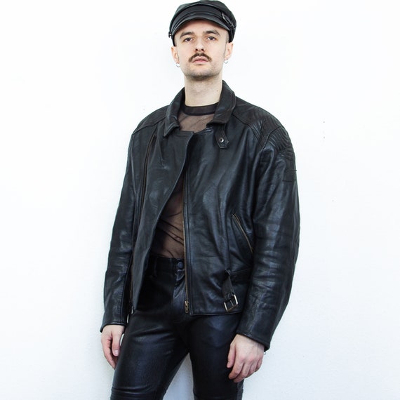 【驚きの値段】 Vintage 90s Black Real Leather Motorcycle Man Jacket MQP ジャケット・アウター