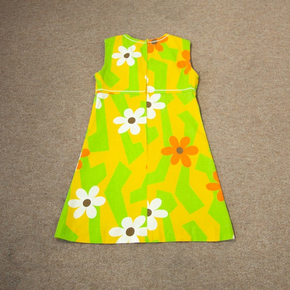 Vintage 1960s Green Yellow Floral Mini Trapeze Dr… - image 7