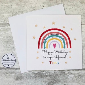 Rainbow Birthday Card, Personalised Rainbow Birthday Card For Her, Happy Birthday Special Sister, Niece, Daughter, Mum, Friend