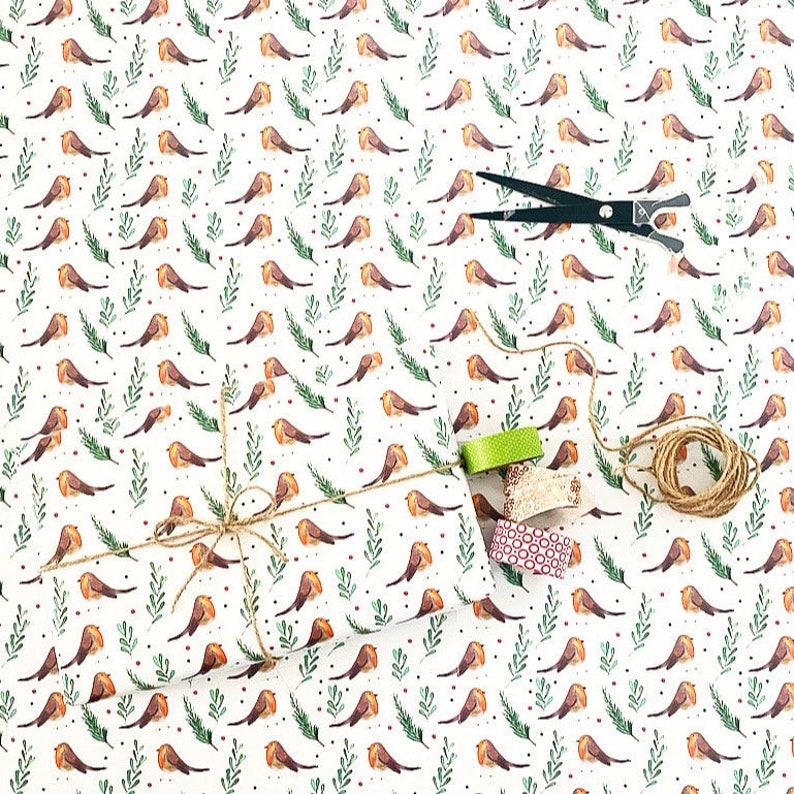 Buy Robin Wrapping Paper Sheets, Christmas Robin Gift Wrap, Made in the