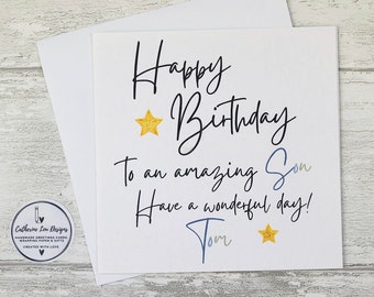 Son Birthday Card, Amazing Son Personalised Birthday Card. Happy Birthday to an amazing Son/Step Son/Son in Law.