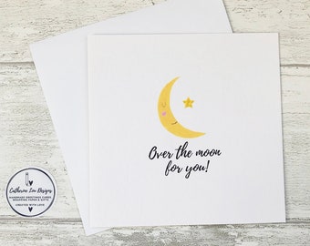 Congratulations Card, Well Done, Over the moon for you, So Happy for you Greeting Card