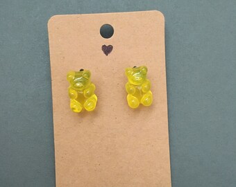 Yellow gummy bear stud earrings