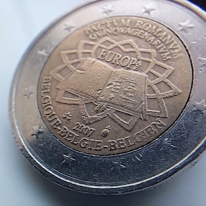 2 euro Belgium 2007 &quot;50th anniversary of the Treaty of Rome&quot; mint errors rare coin