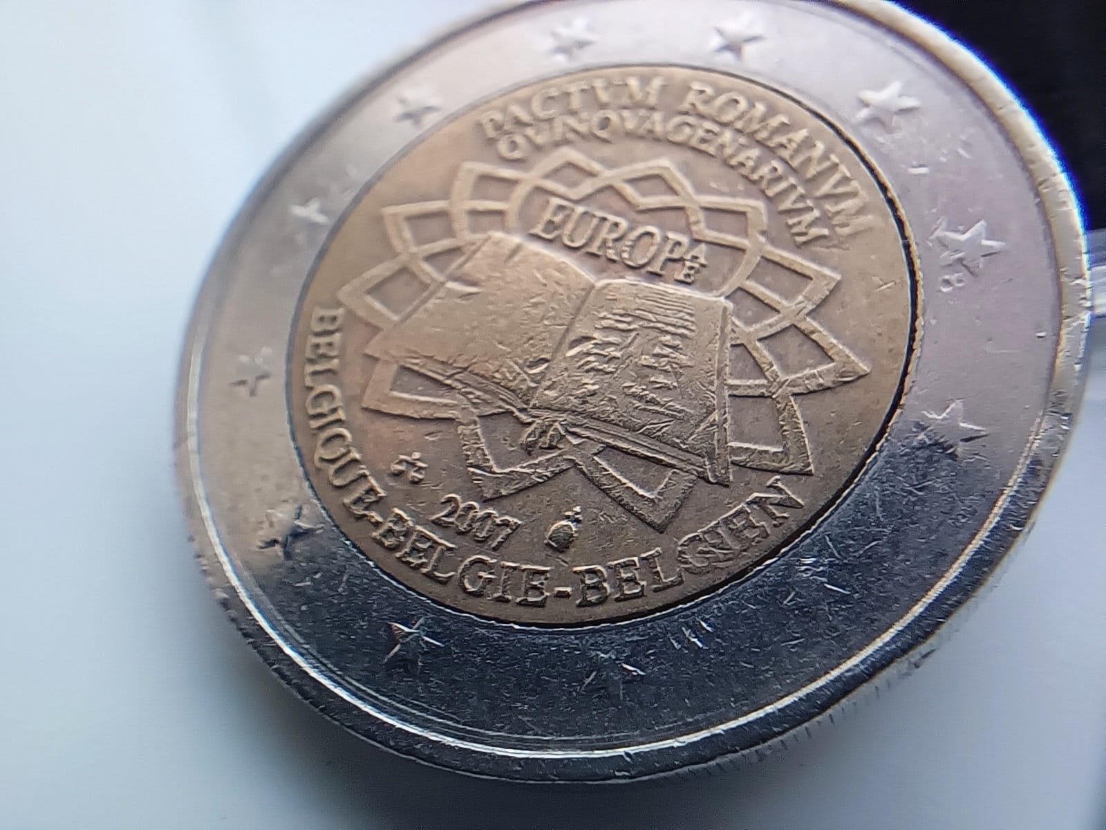 2 euro Belgium 2007 "50th anniversary of the Treaty of Rome" mint errors rare coin
