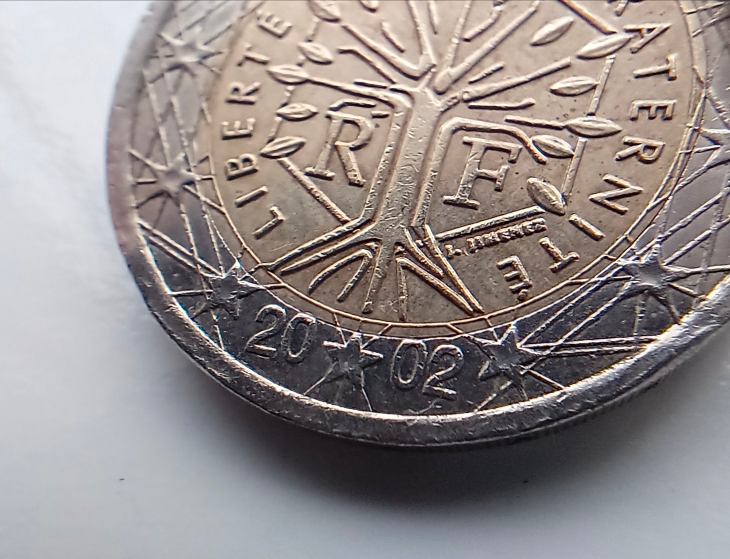 2 Euro Münze Liberte Egalite Fraternite 2002 2 Euro 2002 France Coin Mint Errors Liberte Egalite Fraternite Tree
