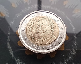 2 euro Spain 2002 rare coin with mis-minting visible errors