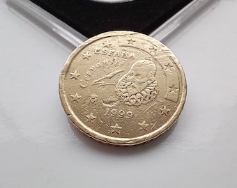 50 euro cent Spain 1999 Cervantes rare coin with mis-minting a lot of visible errors