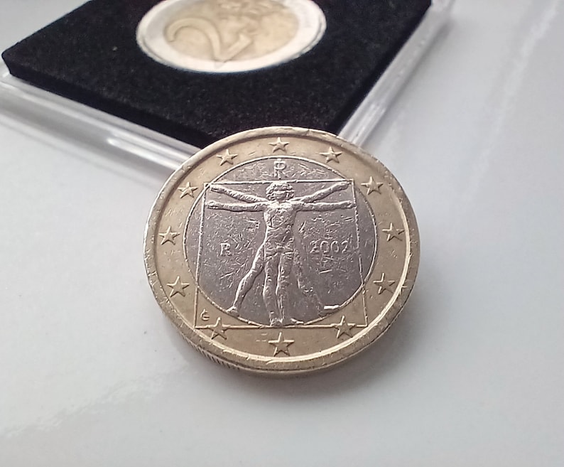 1 euro 2002 Italia moneda rara Hombre de Vitruvio Leonardo Da Vinci
