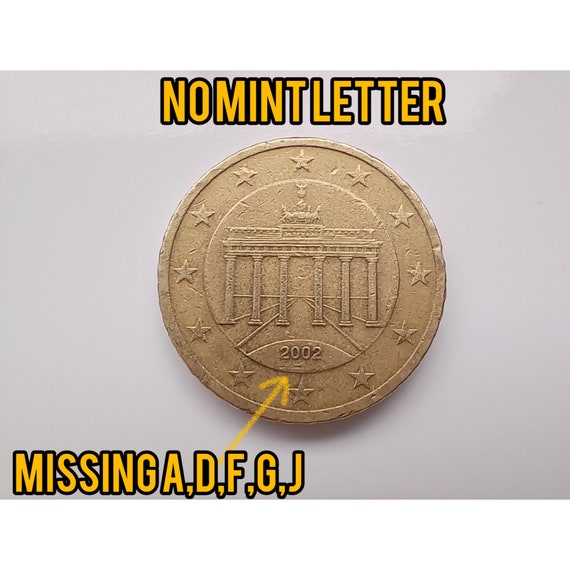 2002 Germany 50 Euro Cent Coin: No Mint Letter Error - Etsy