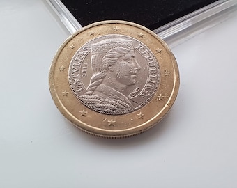 1 euro 2014 Latvia first euro coin folk-maid good condition