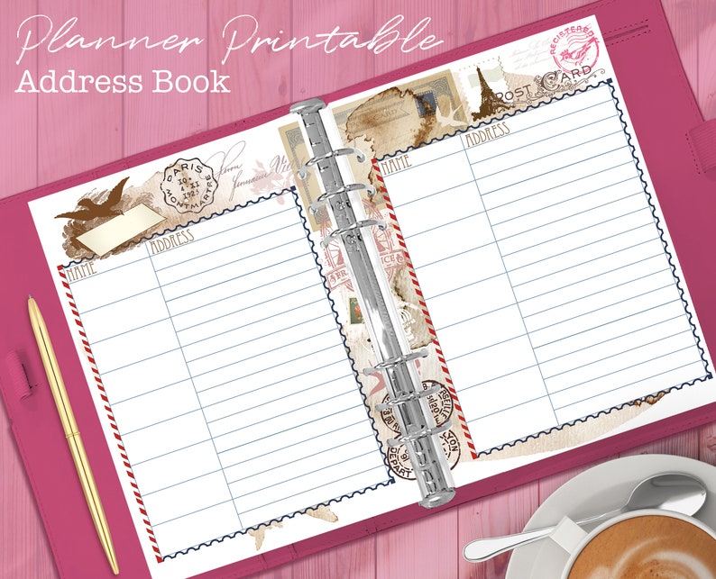 Printable Vintage Style Address Book for Planners and Journals – Fits ...