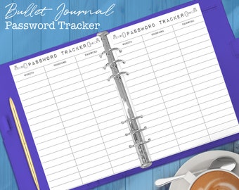 Printable Password Tracker Pages for Planners and Journals – Fits A5 and Half US Letter