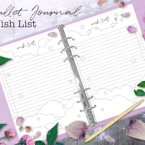 Druckbare Wunschlistenseiten für Journals und Planner – Passend für A5 und Half US Letter