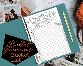 Printable Bucket List Tick List for Planners and  Journals – Fits A5 and Half US Letter
