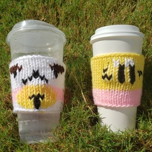 Bee and PuppyCat Cup Cozy Set: Knitted Coffee Sleeve