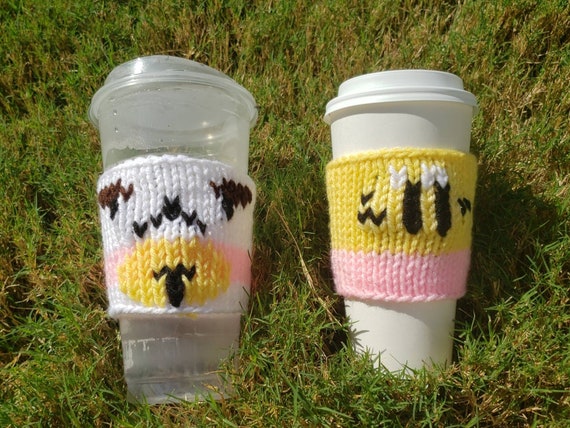 Bee and PuppyCat Cup Cozy Set: Knitted Coffee Sleeve
