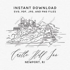 Castle Hill Inn wedding venue illustration – Newport RI clip art for invites – svg, png, pdf, jpg – instant download