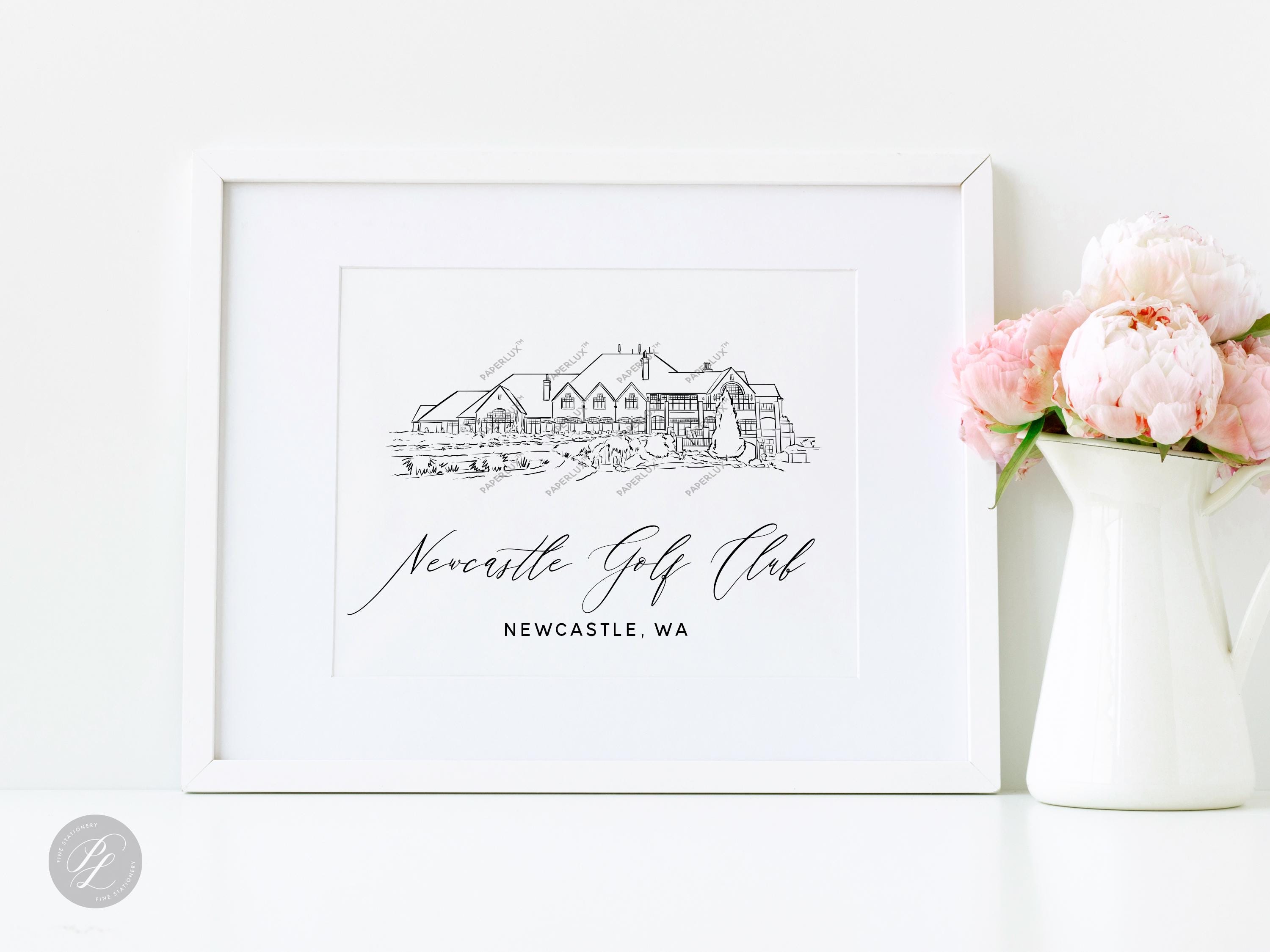 Newcastle Golf Club Newcastle WA Wedding Venue Illustration – Svg