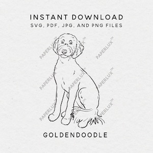 Goldendoodle dog art – hand-drawn pet illustration – svg, png, pdf, jpg – instant download
