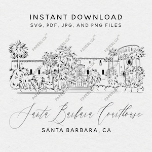 Hochzeit im Santa Barbara Courthouse – Santa Barbara CA Clip Art – svg, png, pdf, jpg – sofort-Download