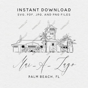 Mar-A-Lago wedding art – Palm Beach venue clipart – svg, png, pdf, jpg – instant download