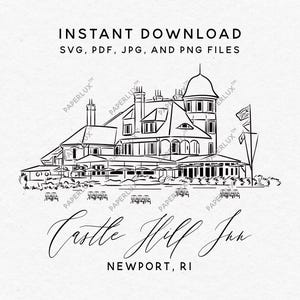 Castle Hill Inn wedding art – Newport RI venue clipart – svg, png, pdf, jpg – instant download
