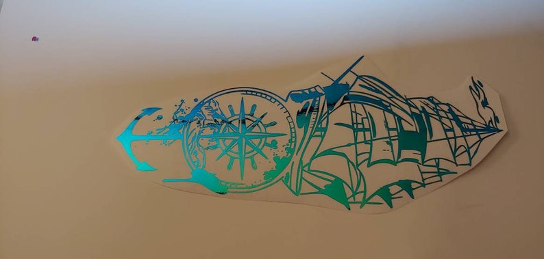 Pirate Ship Blue Holo Vinyl Sticker