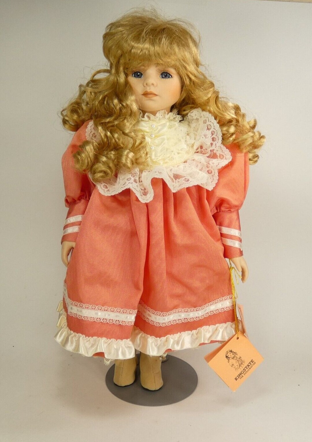 Kingstate the Dollcrafter frances Porcelain Doll on Stand 16 Inches