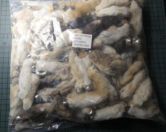 Bulk 25 New Lucky Rabbits Foot Key Chain, Zipper Pull, Charm Natural Colors