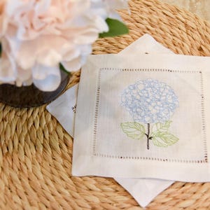 Hydrangea Cocktail Napkin | Flower Napkin | Housewarming Gift | Cocktail Napkin | Linen Napkin | Hydrangea | Linen | Kitchen Linens