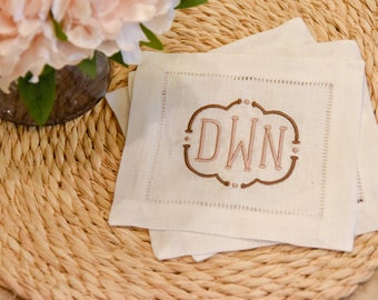 Monogram Cocktail Napkin | Custom | Housewarming Gift | Cocktail Napkin | Linen Napkin | Monogram | Linen | Kitchen Linens | Bridal Gift