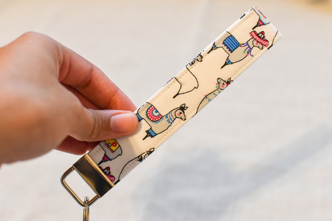 Fabric Key Fob | Fiesta Llama Wristlet Keychain | Modern Key Lanyard ...